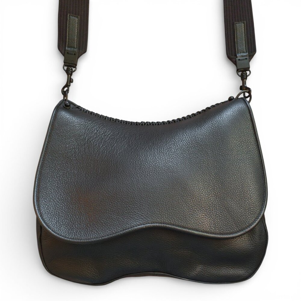 Callista Medium Saddle Bag Black Grained Leather $570 Retail